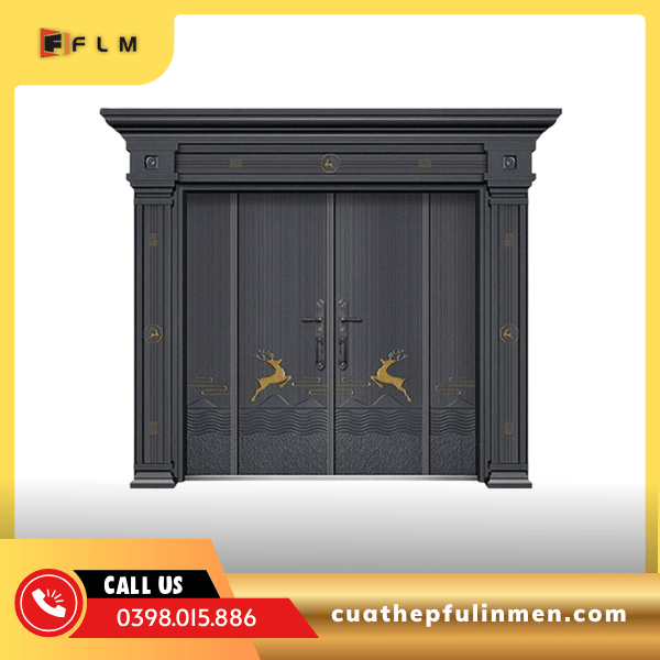 CỬA HỢP KIM CHẠM KHẮC CAO CẤP 2 CÁNH CÂN -FLM77