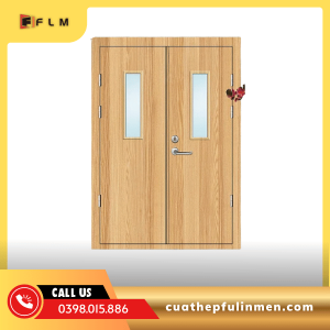 Cửa chống cháy 2 cánh cân màu vân gỗ-FLM48