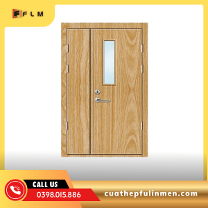 Cửa chống cháy 2 cánh lệch vân gỗ -FLM46